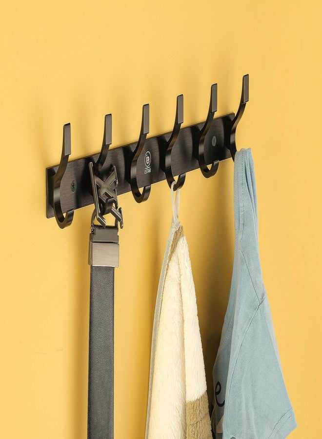 آي ستار خطافات ملابس الحمام من iSTAR بستة دبابيس، تُعلق على الباب أو الجدار أو غرفة النوم أو الحمام، خطافات لتعليق المفاتيح والملابس، مصنوعة من الألومنيوم (عبوة سوداء من قطعتين) - Image 3